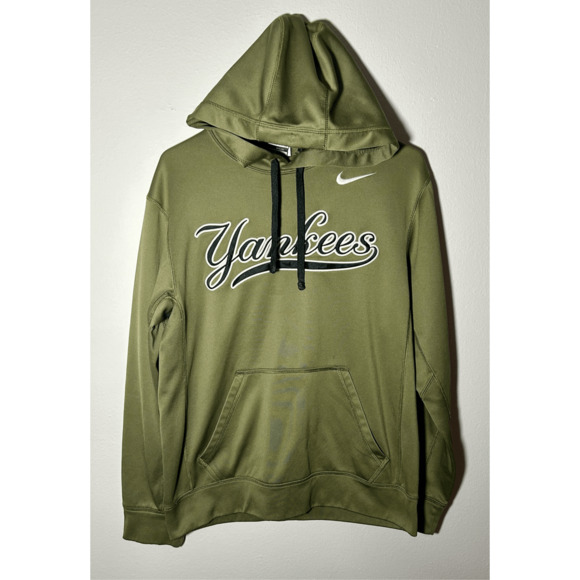 New York Yankees MLB Nike Therma-fit Camo Green Hoodie Hooded Sweatshirt Sz S - Picture 1 of 8